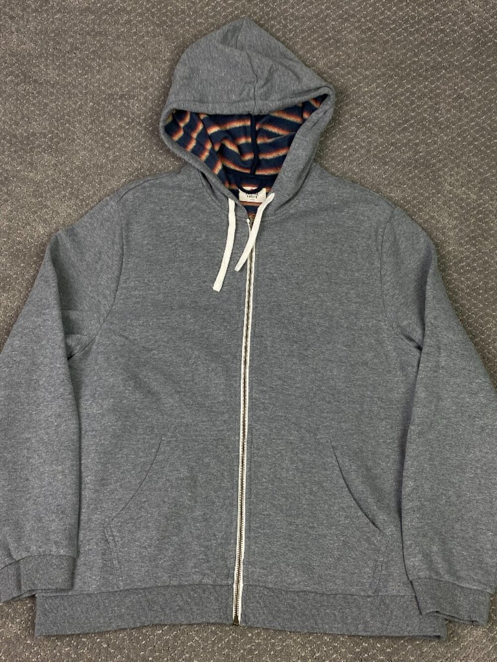 Marine Layer Full Zip Hoodie Mens Large Gray Cloud 9 Striped Fleece 15456